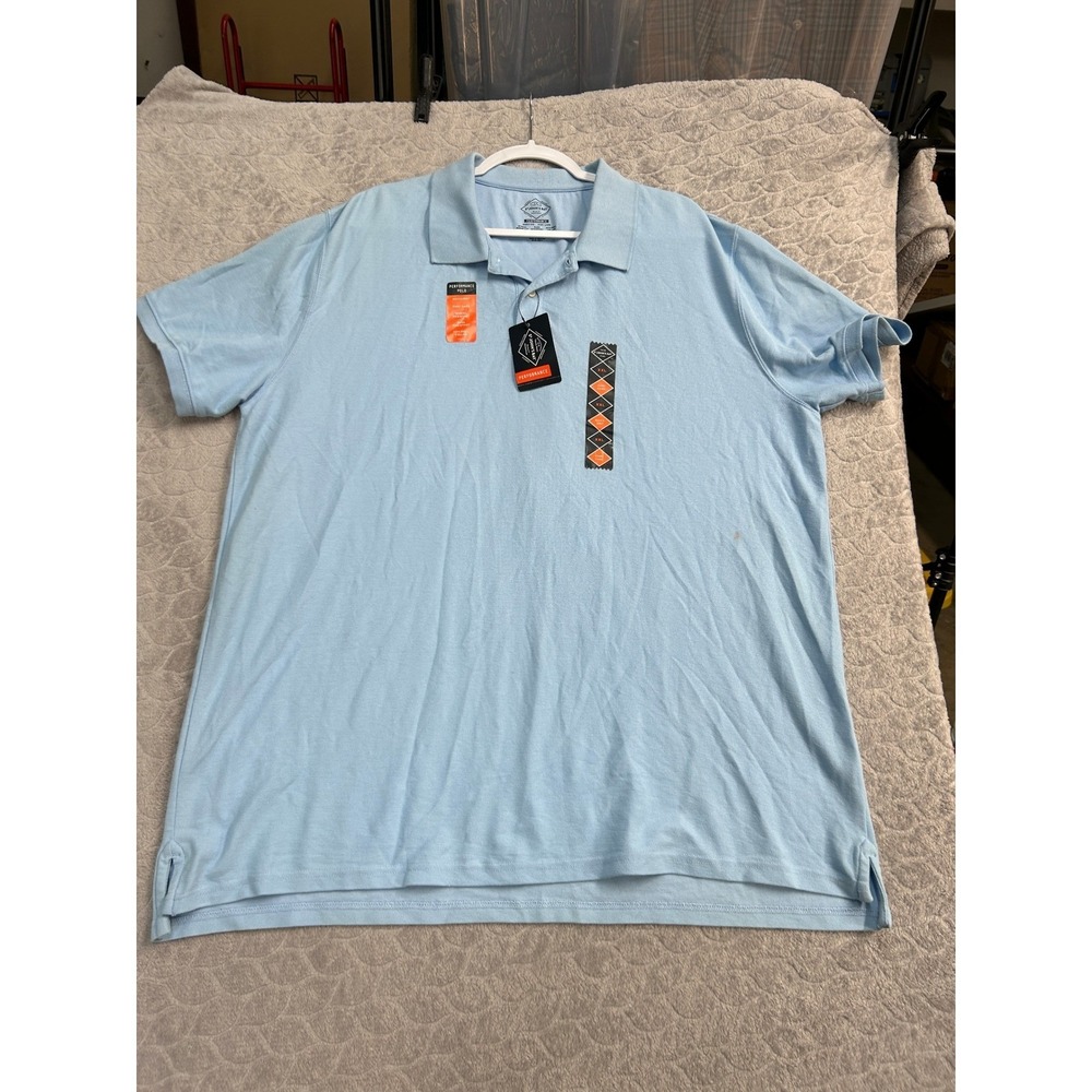 St Johns Bay Performance Polo Shirt Mens XXL Light Blue Quick Dry Short‎ Sleeve